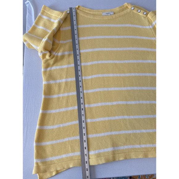 CJ Banks Women’s 2X Boho Chic Yellow Striped 3/4 Sleeve Knit Tunic Sweater Fall - Picture 8 of 10